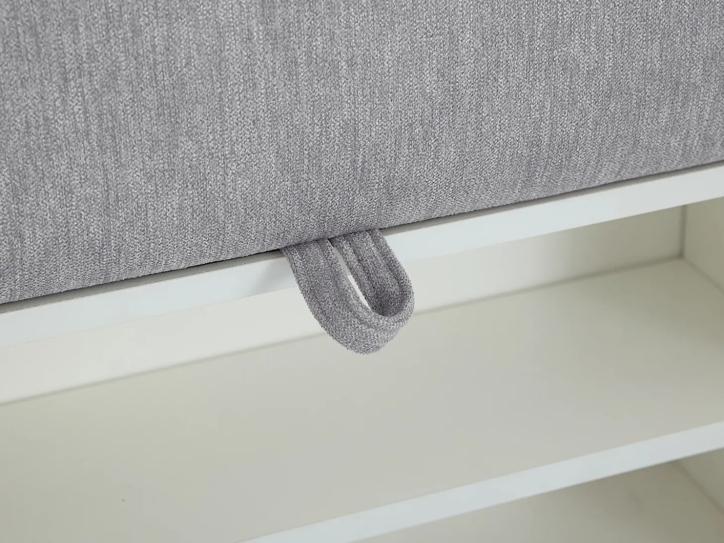 Cama com arrumação banco 80x200 cm tecido cinza - LAOZIA