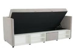Cama com arrumação banco 80x200 cm tecido taupe - LAOZIA