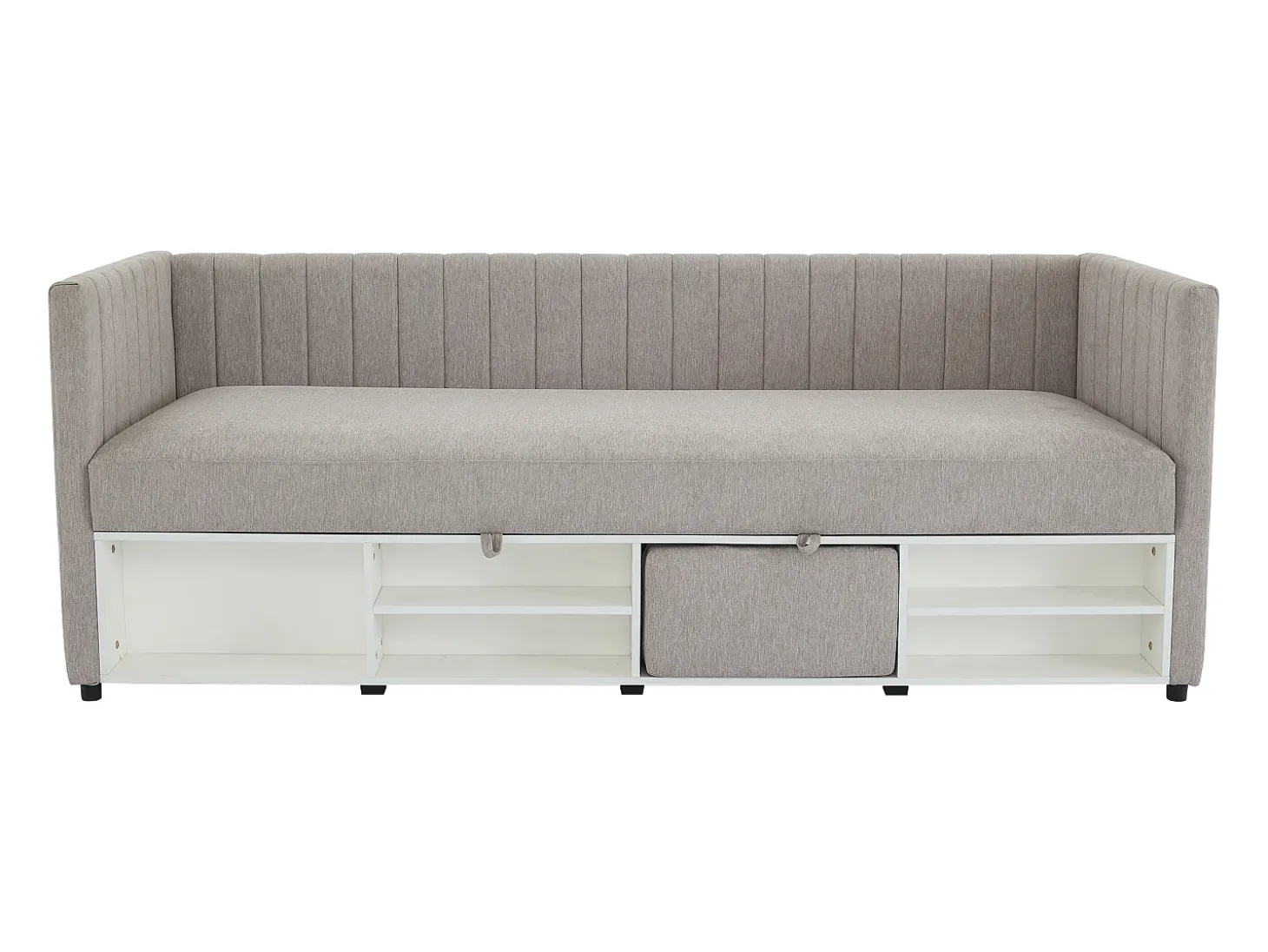 Cama com arrumação banco 80x200 cm tecido taupe - LAOZIA