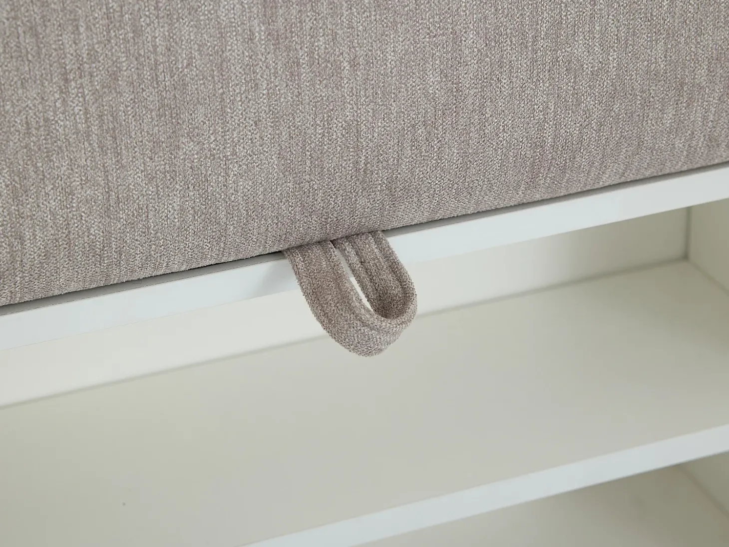 Cama com arrumação banco 80x200 cm tecido taupe - LAOZIA