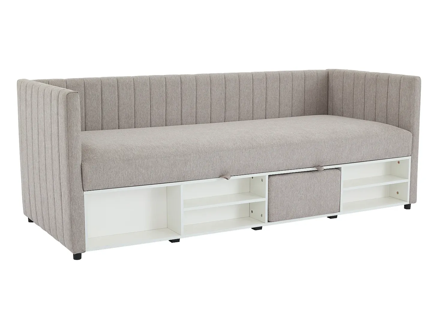 Cama com arrumação banco 80x200 cm tecido taupe - LAOZIA