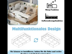 Cama infantil 90 x 200 cm com 4 gavetas, estante e módulo de arrumação - madeira MDF - cor branca