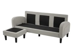 Canapé d'angle avec méridienne - 3 places - tissu en coton et lin - Gris