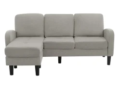 Canapé d'angle avec méridienne - 3 places - tissu en coton et lin - Gris