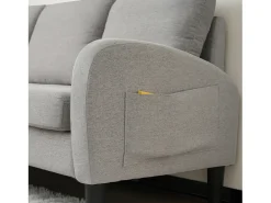 Canapé d'angle avec méridienne - 3 places - tissu en coton et lin - Gris