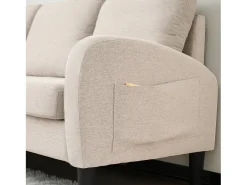 Canapé d'angle avec méridienne - 3 places - tissu en coton et lin - Beige