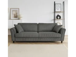 Canapé direito de 4 lugares em veludo cotelê cinza escuro LUCERNE - Confortável, elegante e contemporâneo