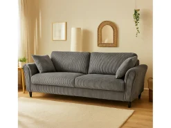 Canapé direito de 4 lugares em veludo cotelê cinza escuro LUCERNE - Confortável, elegante e contemporâneo
