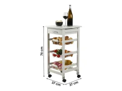 Carrinho de armazenamento branco com rodas e 3 cestos - dimensões 37x37x76cm
