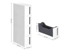 Carrinho de arrumação 45x17x83 cm branco e cinza