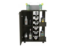 Carrinho de bar com prateleira para vinhos e rodas, 82.09 cm X 59.99 cm X 37.49 cm , Carvão vegetal