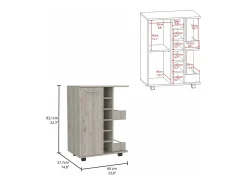 Carrinho de bar com suporte para garrafas e rodas , 82.09 cm X 59.99 cm X 37.49 cm , Cinder