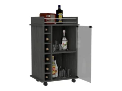 Carrinho de bar Dukat com rodas e porta de vidro , 88.9 cm X 54.86 cm X 41.40 cm , Cinzento