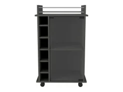Carrinho de bar Dukat com rodas e porta de vidro , 88.9 cm X 54.86 cm X 41.40 cm , Cinzento