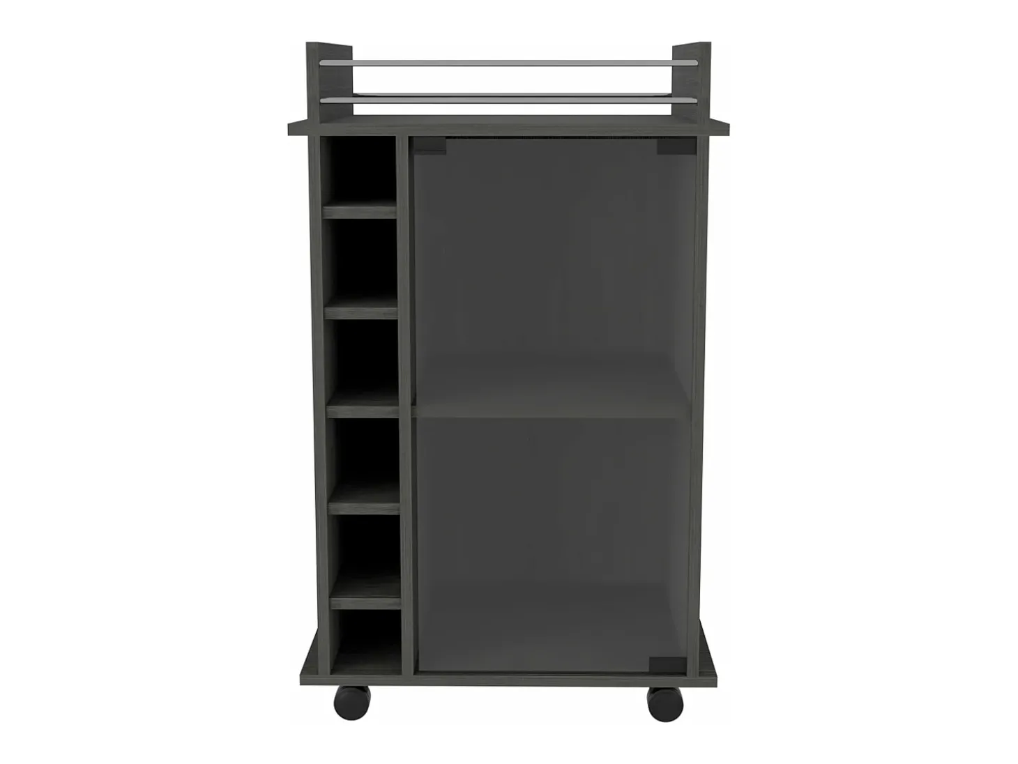 Carrinho de bar Dukat com rodas e porta de vidro , 88.9 cm X 54.86 cm X 41.40 cm , Cinzento