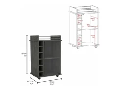 Carrinho de bar Dukat com rodas e porta de vidro , 88.9 cm X 54.86 cm X 41.40 cm , Cinzento