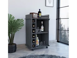 Carrinho de bar Dukat com rodas e porta de vidro , 88.9 cm X 54.86 cm X 41.40 cm , Cinzento