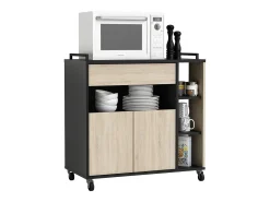 Carrinho de Cozinha AMBIHOME SIDE Carvalho/Preto C78xP40xA79cm