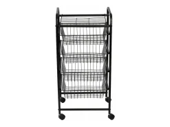 Carrinho de cozinha com rodinhas 87 x 41 x 31,5 cm com 4 cestos preto 03_0006794