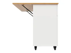 Carrinho de cozinha móvel com tampo extensível em folheado de madeira, 3 gavetas e 3 portas incluídas, branco - 133x70x88cm