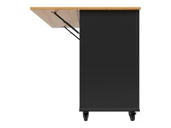 Carrinho de cozinha móvel com tampo extensível em folheado de madeira, 3 gavetas e 3 portas incluídas, preto - 133x70x88cm