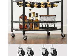 Carrinho de cozinha 60x40x75 cm preto vintage castanho