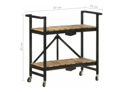 Carrinho de cozinha 87x36x81 cm madeira de mangueira maciça