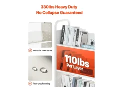 Carrinho de Livros SucceBuy, Capacidade de Carga 150 kg, Carrinho de Biblioteca, 77 x 38 x 122 cm, Prateleira de Armazenamento de Livros Face Única em V, Branco