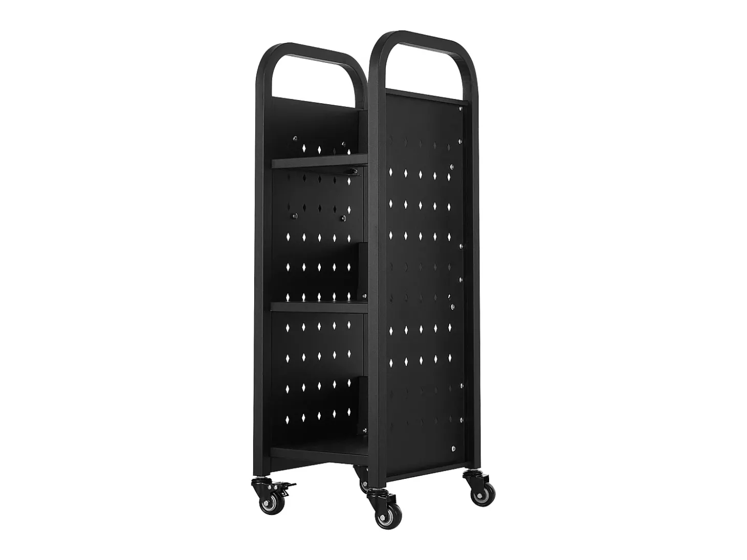 Carrinho de Livros SucceBuy, Capacidade de Carga 100 kg, Carrinho de Biblioteca, 32 x 35 x 93,5 cm, Prateleira de Armazenamento de Livros Face Única em L, Preto