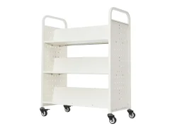 Carrinho de Livros SucceBuy, Capacidade de Carga 150 kg, Carrinho de Biblioteca, 97x51,5x122,5 cm, Prateleira de Armazenamento de Livros Dupla Face, para Sala