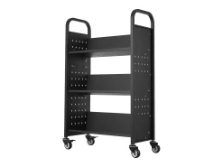 Carrinho de Livros SucceBuy, Capacidade de Carga 150 kg, 77 x 38 x 122 cm, Prateleira de Armazenamento de Livros Face Única em V, para Sala, Escritório, Escola