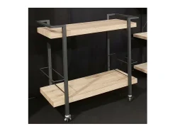 Carrinho de servir, móvel de armazenamento design para cozinha ou sala de jantar TROLLEY. Cores madeira e preto.