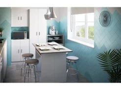 Carrinho Dmatte, Armário auxiliar de cozinha com rodas, Armário multiuso com 2 portas e 1 prateleira, 59x40h92 cm, Branco