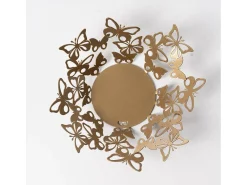 Centro de mesa pequeno Farfalloso Ø31 cm em ferro perfurado lacado dourado Design moderno com borboletas elegante decoração de mesa Fabricado na