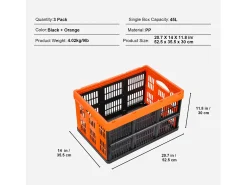 Cestas de Armazenamento SucceBuy Dobráveis, 45 L, Plástico Dobrável, Lote de 3, Empilháveis - Solução Prática para Organizar e Guardar Pertences