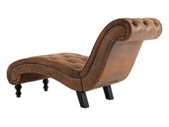 Chaise longue camurça artificial castanho PT442119