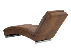 Chaise longue camurça artificial castanho PT146304