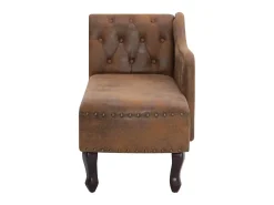 Chaise longue camurça artificial castanho PT119784