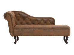 Chaise longue camurça artificial castanho PT119784