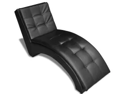 Chaise longue com almofada couro artificial preto PT294934