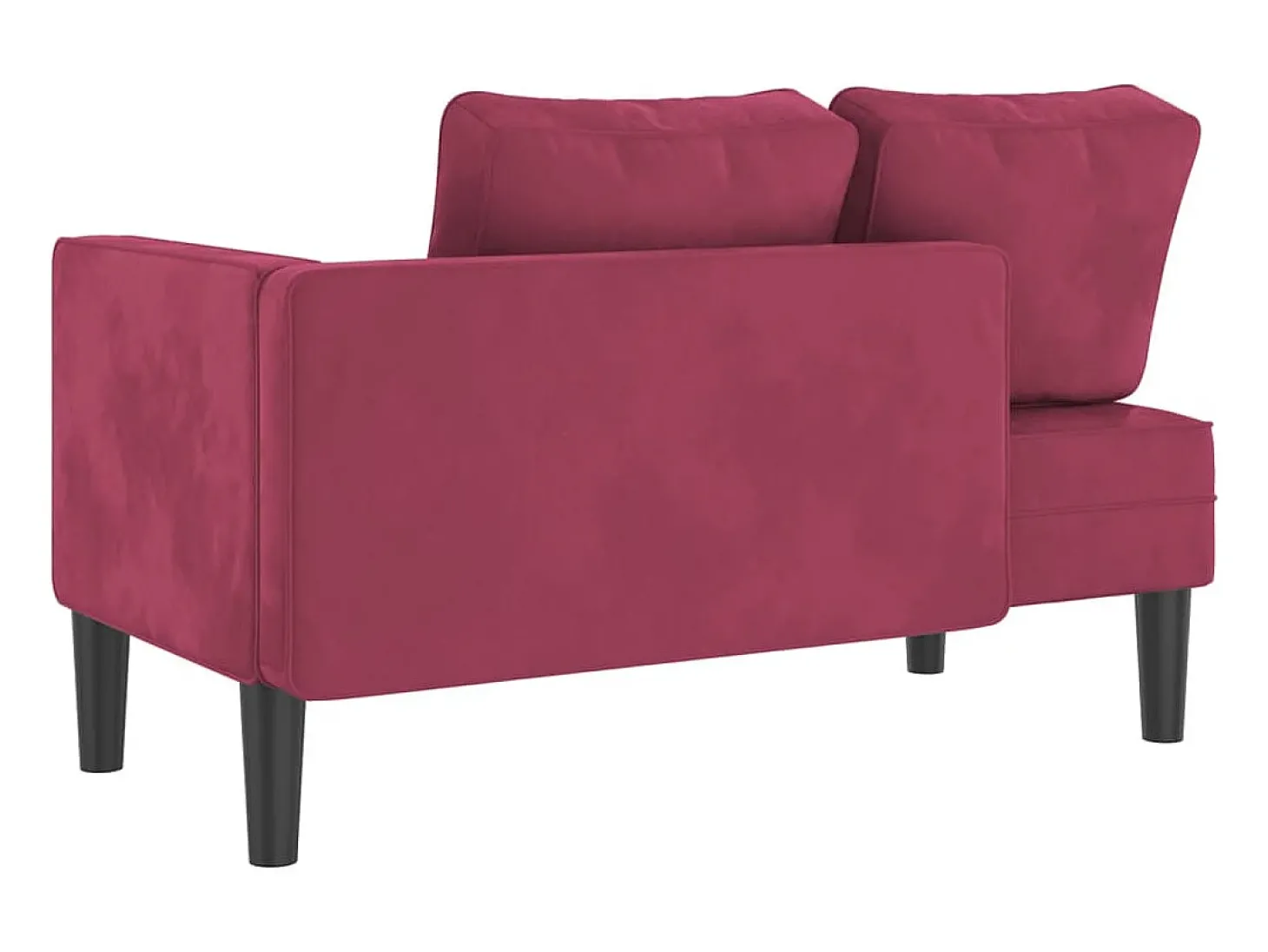 Chaise longue com almofadões veludo vermelho tinto PT644299