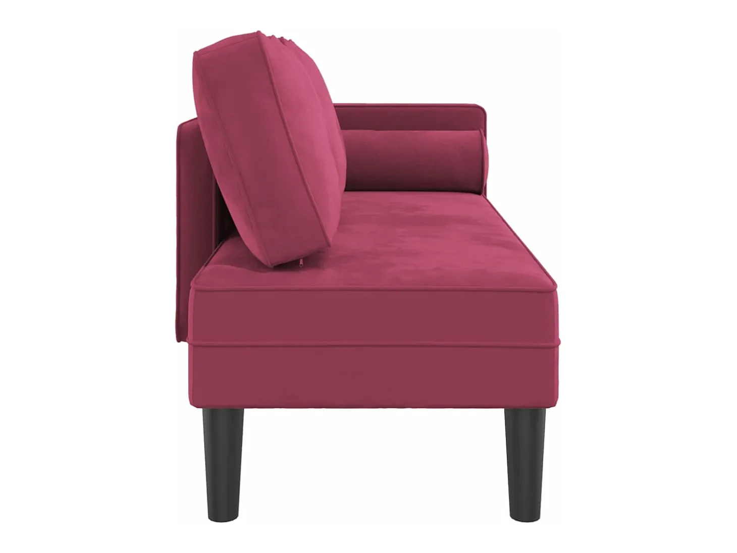Chaise longue com almofadões veludo vermelho tinto PT644299