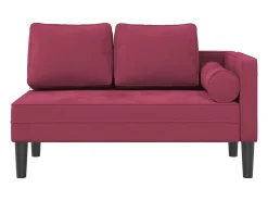 Chaise longue com almofadões veludo vermelho tinto PT644299