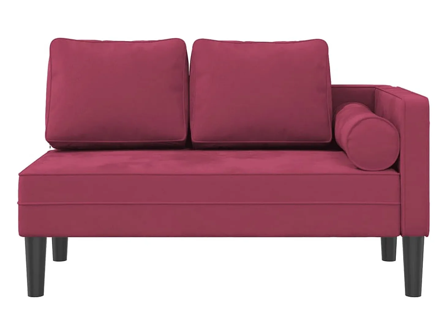 Chaise longue com almofadões veludo vermelho tinto PT644299