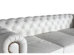 Chester três lugares canapé coberto com couro branco natural