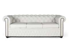 Chester três lugares canapé coberto com couro branco natural