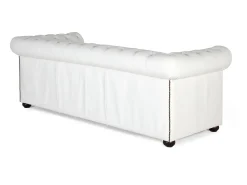 Chester três lugares canapé coberto com couro branco natural