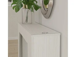 CLARA - Mesa consola branca fina extensível de 25 cm a 2 metros - extensões integradas - até 8 pessoas - envio gratuito