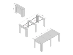 CLARA - Mesa consola fina antracite extensível de 25 cm a 2 metros - extensões integradas - até 8 pessoas - envio gratuito