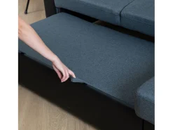 CLARK Sofá-cama de canto de 3 lugares cinzento e preto